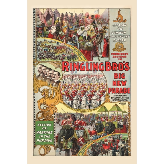 Print: Advertising Poster for Ringling Bro's. Big New Parade. A Tremendous