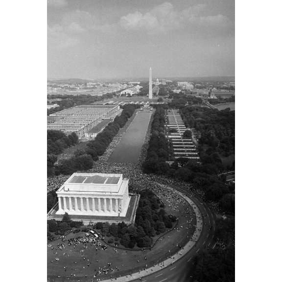 Print: Aerial View Of Marchers, From The Lincoln Monument To The