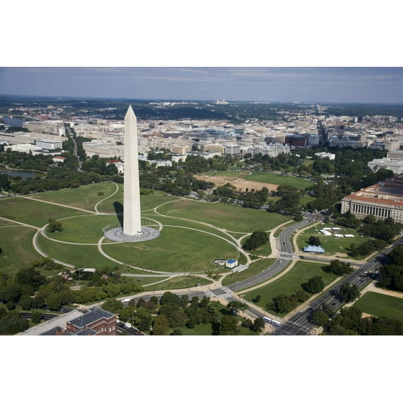 Print: Aerial View Of Washington Monument And White House, Washington