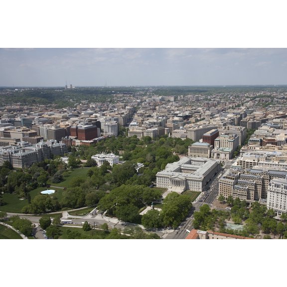 Print: Aerial View Of Willard Hotel, White House, And Downtown Washington