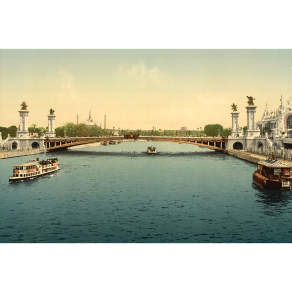 Print: Alexandre III, Bridge, Exposition Universal, 1900, Paris, France