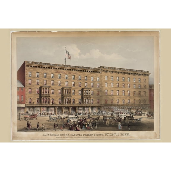 Print: American House Hanover Street, Boston - By Lewis Rice