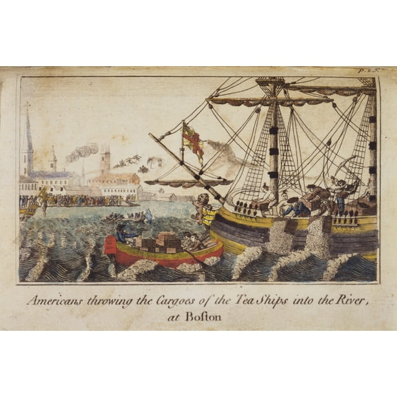 Print: Americans Throwing The Cargoes Of The Teaships Into The River, At