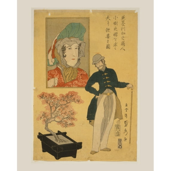 Print: Amerika No Shonin Shoju No Sakura O Motomete Oi Ni Kanki No Zu, 1861