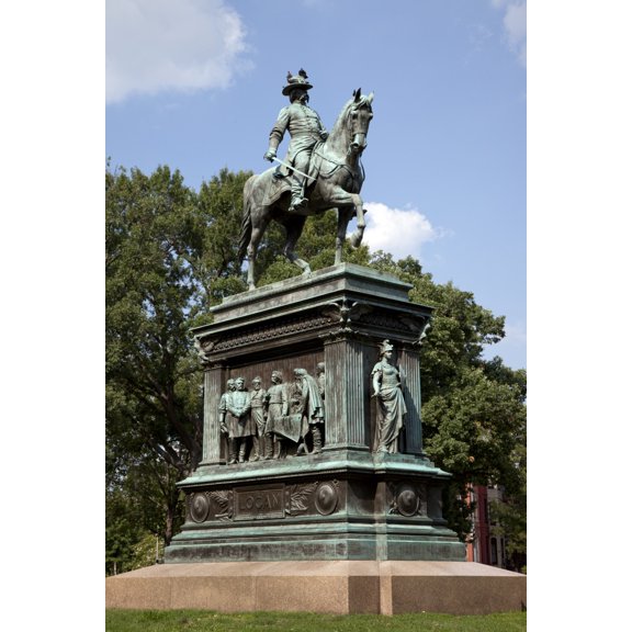 Print: An Equestrian Statue Honoring John A. Logan Stands In The Center Of