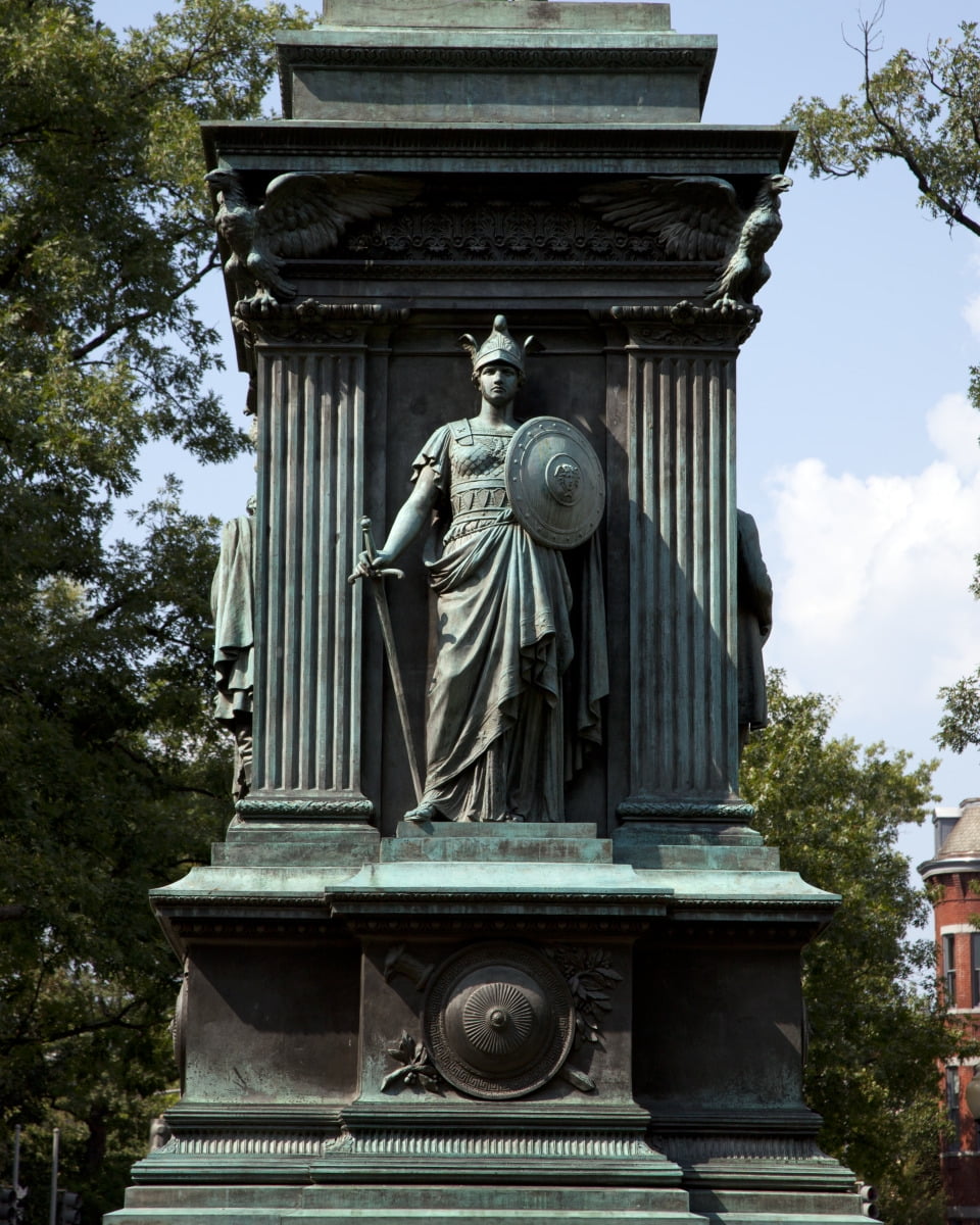 Print: An Equestrian Statue Honoring John A. Logan Stands In The Center Of