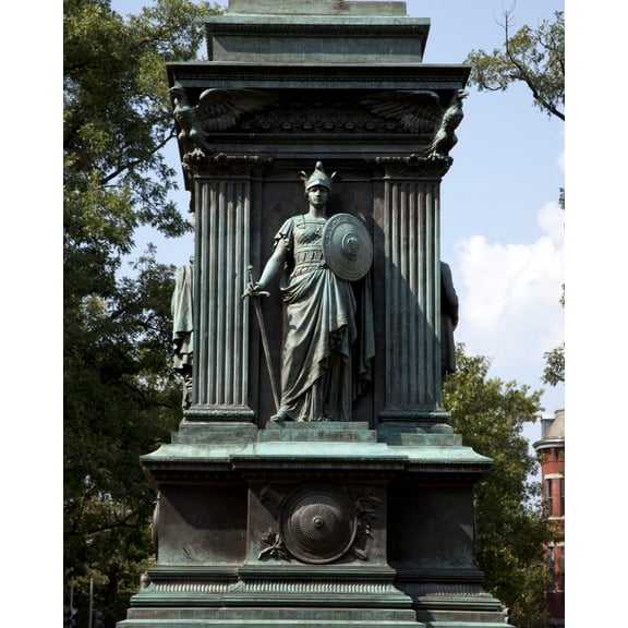 Print: An Equestrian Statue Honoring John A. Logan Stands In The Center Of