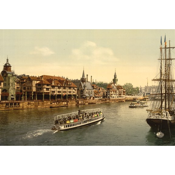 Print: Ancient Paris, Exposition Universal, 1900, Paris, France, circa 1890
