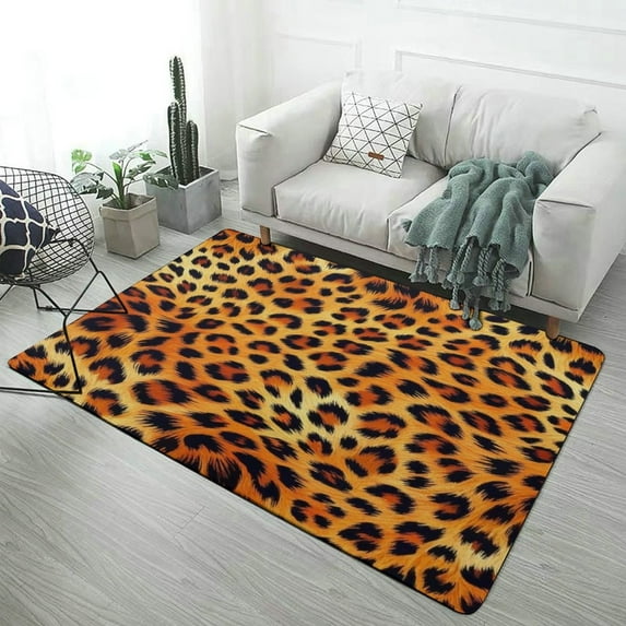 Print Animal Cheetah Print Carpet Soft Comfy Rug for Home Living Room Bedroom Area Rug Non-slip Doormat Decor