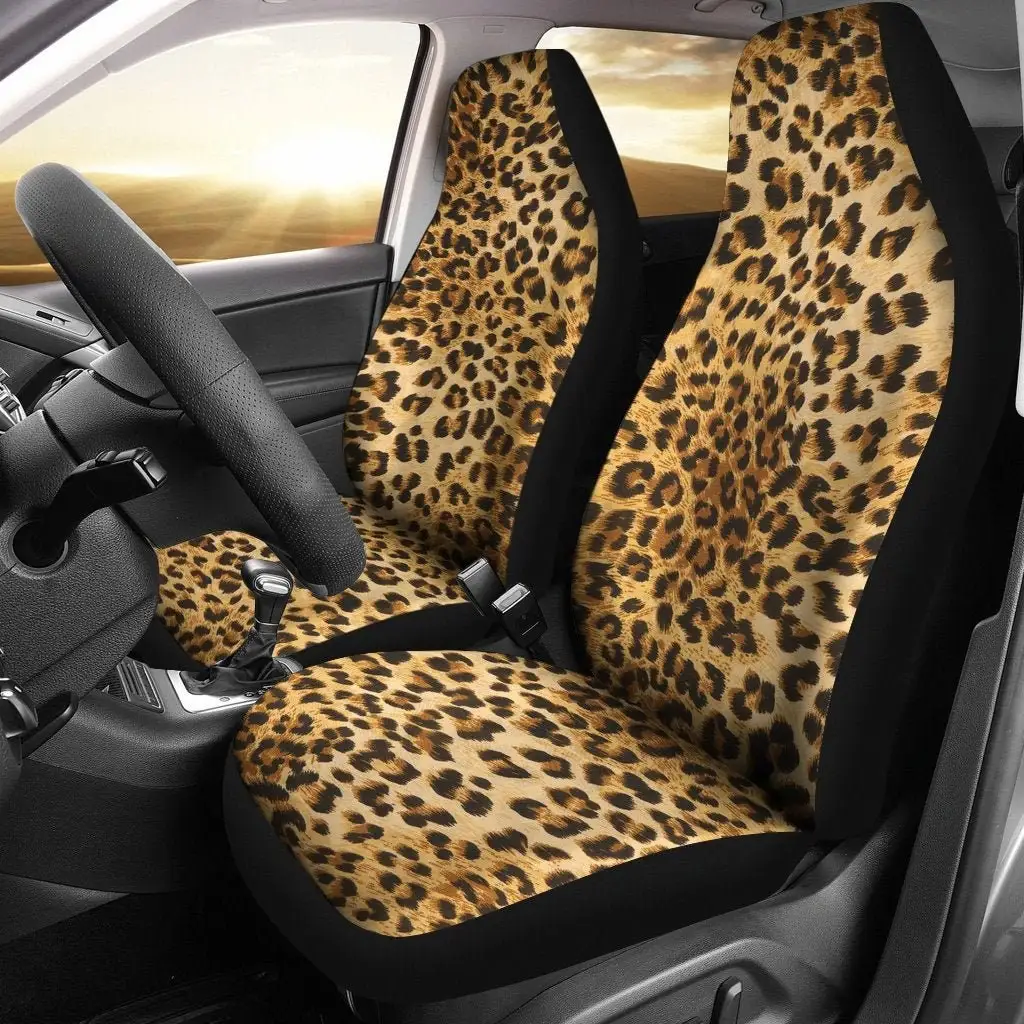 Print Animal Print Front Seat Cover Polyester Car Car Seat Protection Cheetah Print Universal