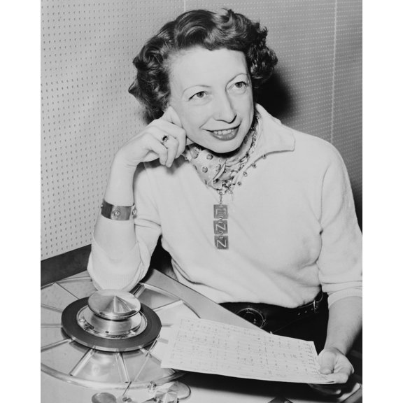 Print: Ann Ronell At Tape Recording Machine Listening To A Song She Wrote