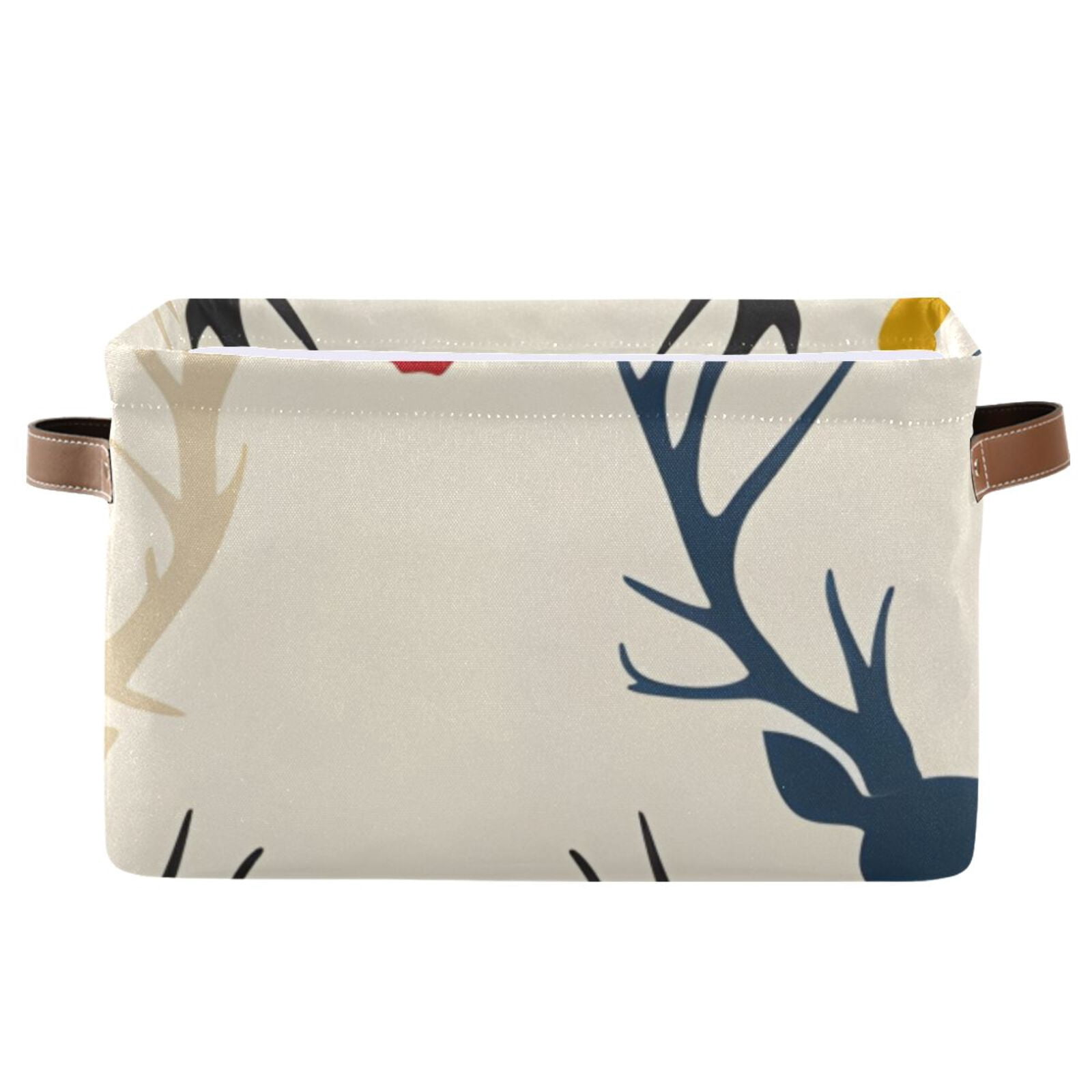 Print Antlers Deer Head Storage Bins Baskets With Handles Storage Box Clothes Organizer Organization Toys