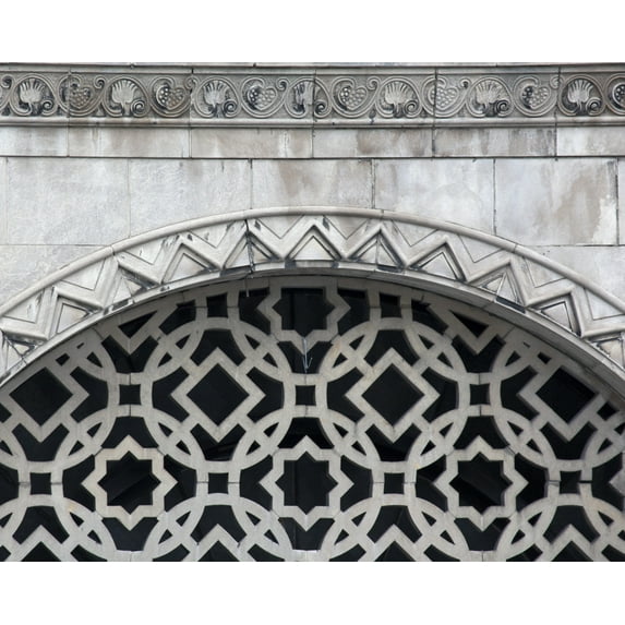 Print: Architectural Details On Entrance Way To Apartment Building