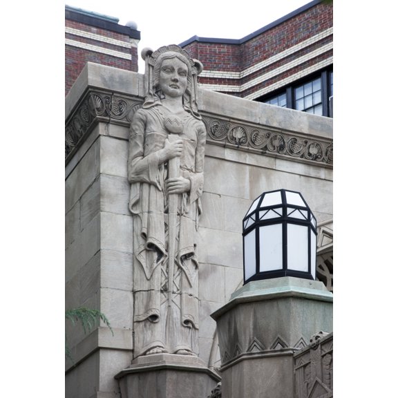 Print: Architectural Details On Entrance Way To Apartment Building