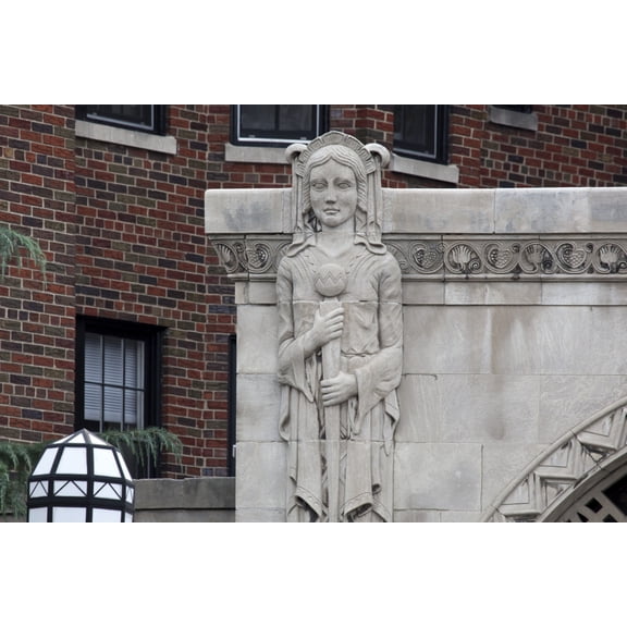 Print: Architectural Details On Entrance Way To Apartment Building