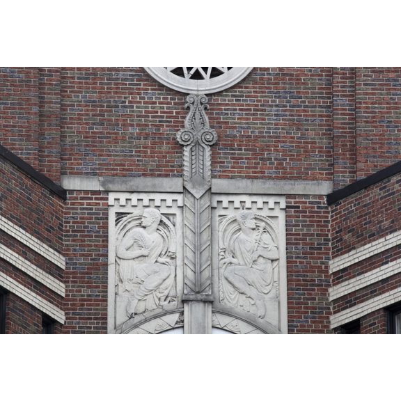 Print: Architectural Details On Entrance Way To Apartment Building