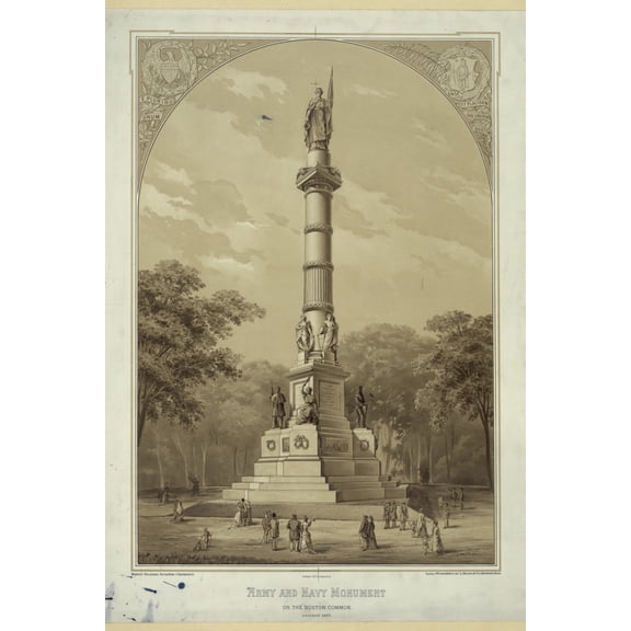 Print: Army And Navy Monument On The Boston Common, Erected 1877
