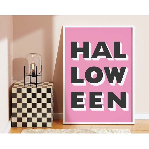 Print, Art, Cute Pink Wall Decor, Trendy Wall Art, Spooky Season Poster Wall Art, Modern Wall Decor, 24x36 UNFRAMED
