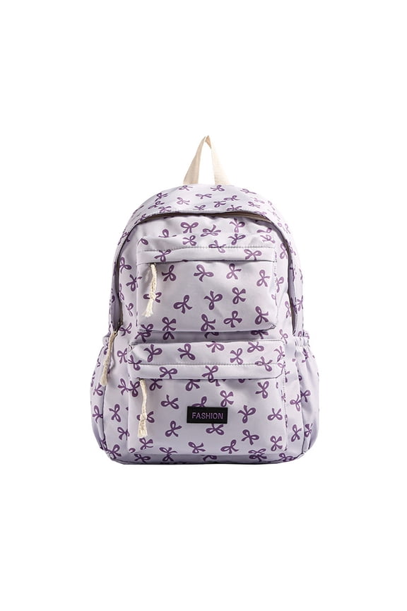 Print Backpack Large Capacity Casual Daypack Water Resistant Nylon Laptop Bag Multi Pocket Student Computer Fashionable Backpack With Beige Zipper Pulls For School Travel And Everyday Use