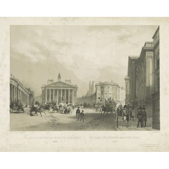 Print: Banque, Bourse Et Palais Du Lord Maire, Londres The Bank, The