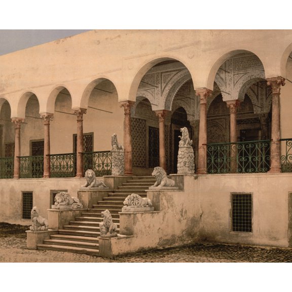 Print: Bardo, The Lion Staircase, Tunis, Tunisia, 1899