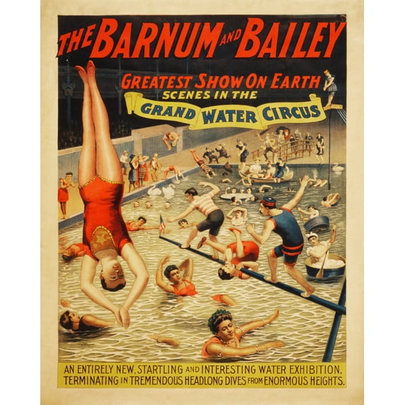 Print: Barnum & Bailey, Scenes In The Grand Water Circus, 1895