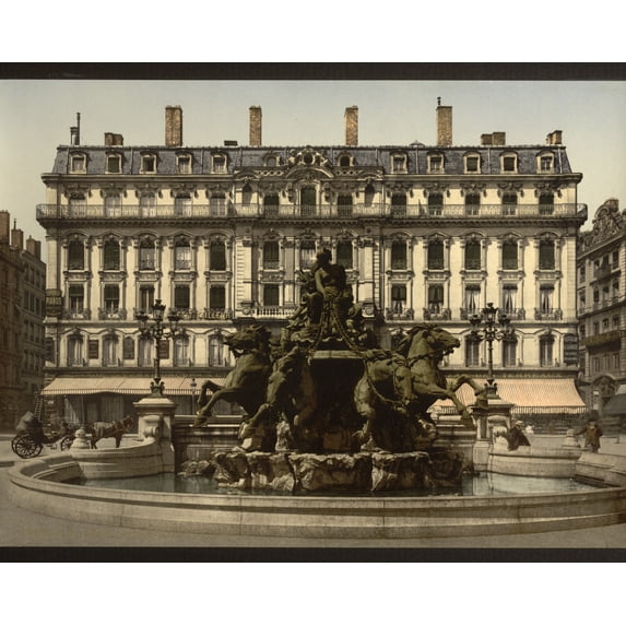 Print: Bartholdi Fountain, Lyons, France, circa 1890