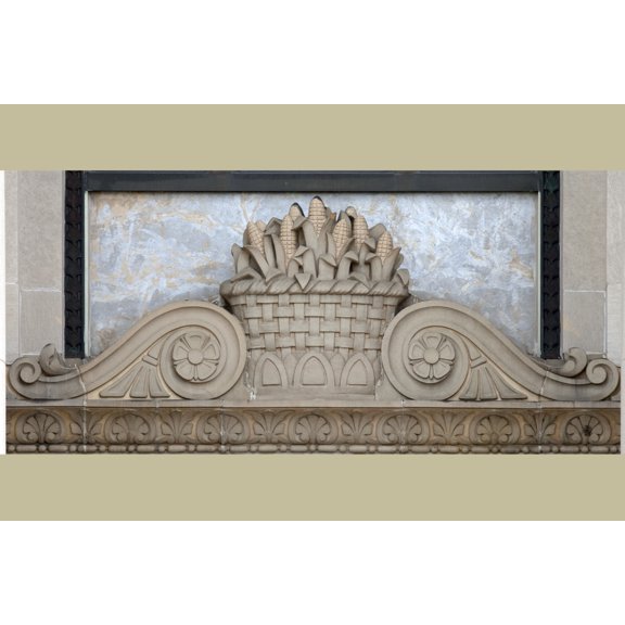 Print: Basket Of Corn Architectural Detail On Historic Building, Topeka