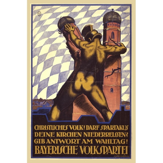 Print: Bayerische Volkspartei. Christliches Volk! Darf Spartakus Deine