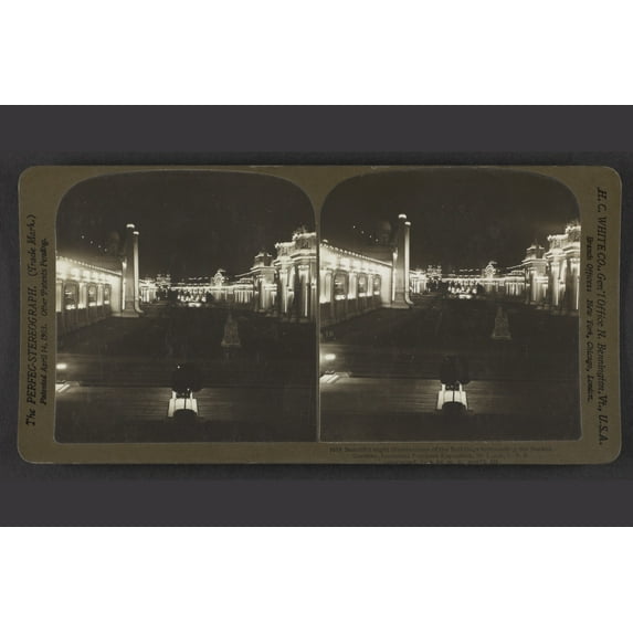 Print: Beautiful Night Illuminations Of The Buildings Surrounding The