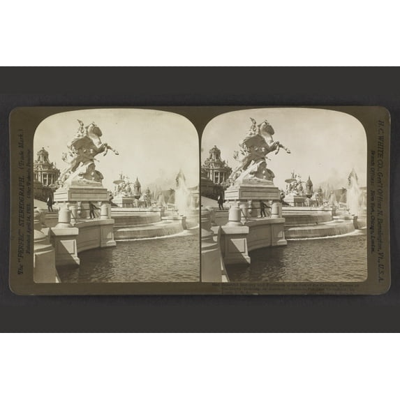 Print: Beautiful Statuary And Fountains At The Foot Of The Cascades