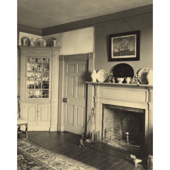 Print: Belmont, Dining Room Mantel, circa 1925