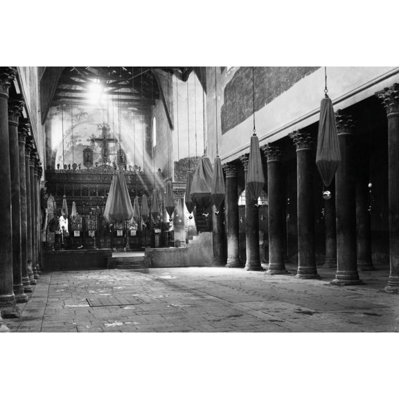 Print: Bethlehem. Church Of Nativity. Colonnade In Church Of The Nativity