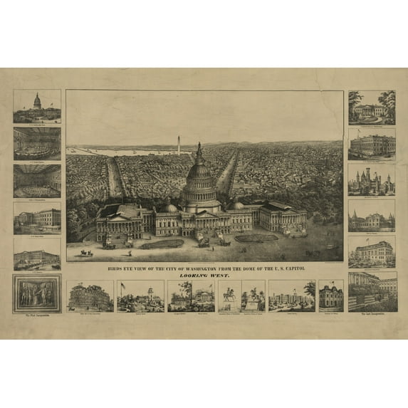 Print: Birds Eye View Of The City Of Washington From The Dome Of The U.S