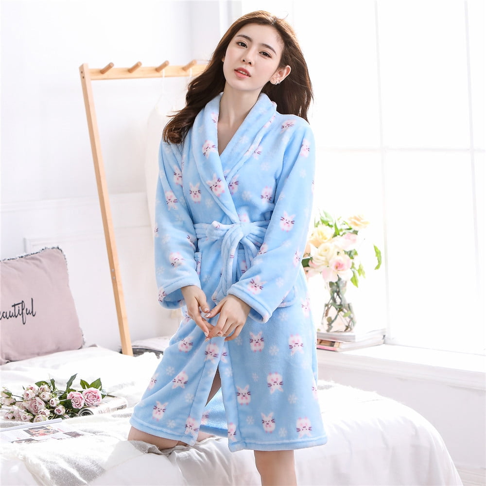 Print Black And White Cow Female Robe Home Clothing Nightwear Solid ...