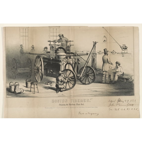 Print: Boston Firemen. Cleaning The Machine, Plate No. 1