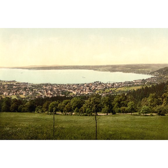 Print: Bregenz From Gabhardsberg, Tyrol, Austro-Hungary, circa 1890