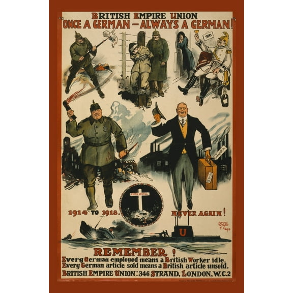 Print: British Empire Union. Once A German, Always A German. Remember
