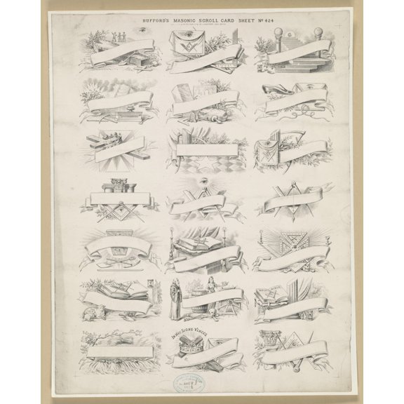 Print: Bufford's Masonic Scroll Card Sheet No. 424