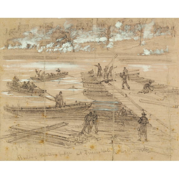 Print: Building Pontoon Bridges At Fredericksburg Dec. 11th.