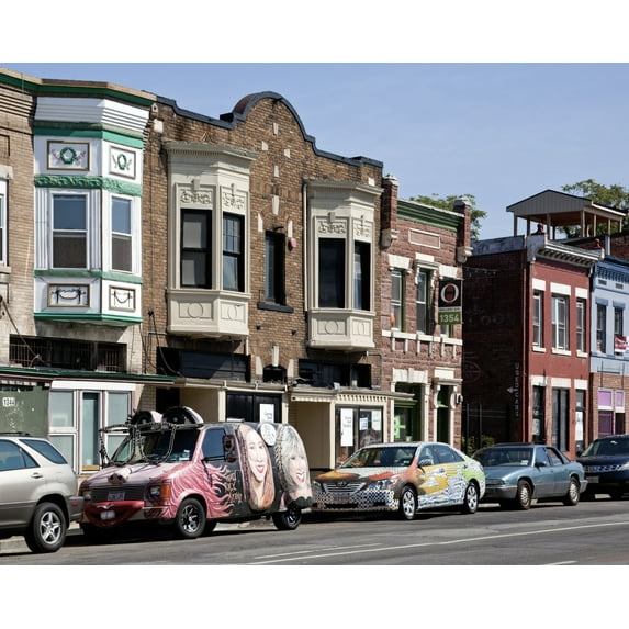 Print: Buildings And Cars, H St. Near Intersection With 14th St.
