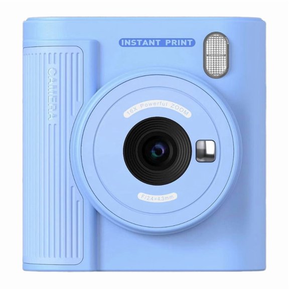 Print Camera 2 Inch Screen High Clear Digital Printer Inkless Thermal Printer with Paper, 32G Card Gifts for Child Blue