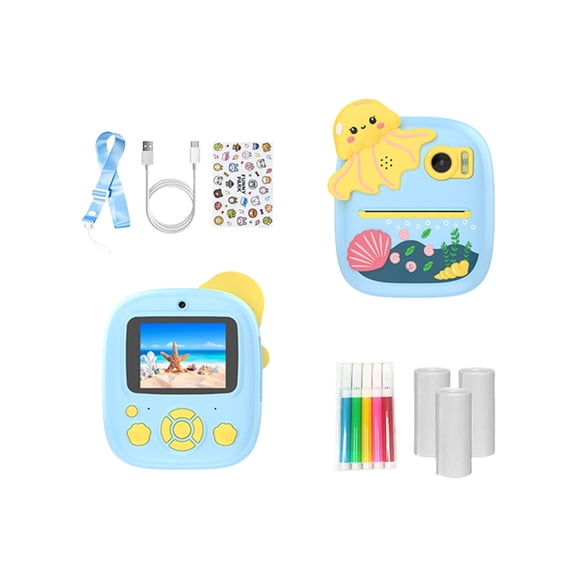 Print Camera Double Lens Portable Travel Camera 1080P Video Recording with Print Paper Game Camera for Outdoor Travel