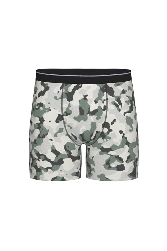 Print Camouflage Pattern Boxer Briefs Novelty Underwear With Fly Underwear For Men