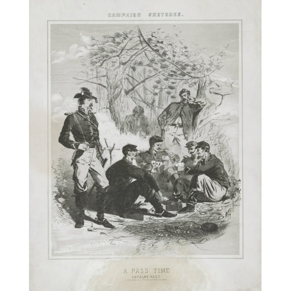 Print: Campaign Sketches. A Pass Time. Cavalry Rest, 1863