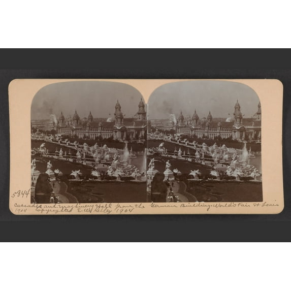 Print: Casacades And Machinery Hall From The German Building, World's