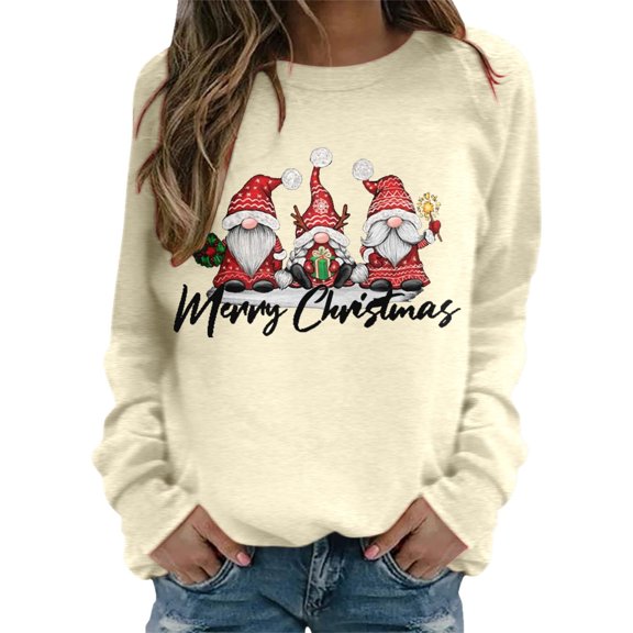 Print Casual Crewneck Ugly Christmas Sweatshirt Long Sleeve Hoodless Pullover Top For Holiday Comfort And Festive Style