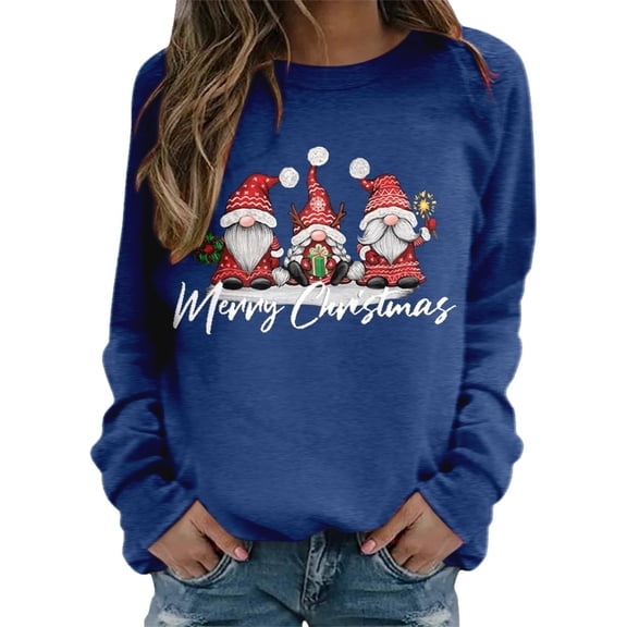 Print Casual Crewneck Ugly Christmas Sweatshirt Long Sleeve Hoodless Pullover Top For Holiday Comfort And Festive Style