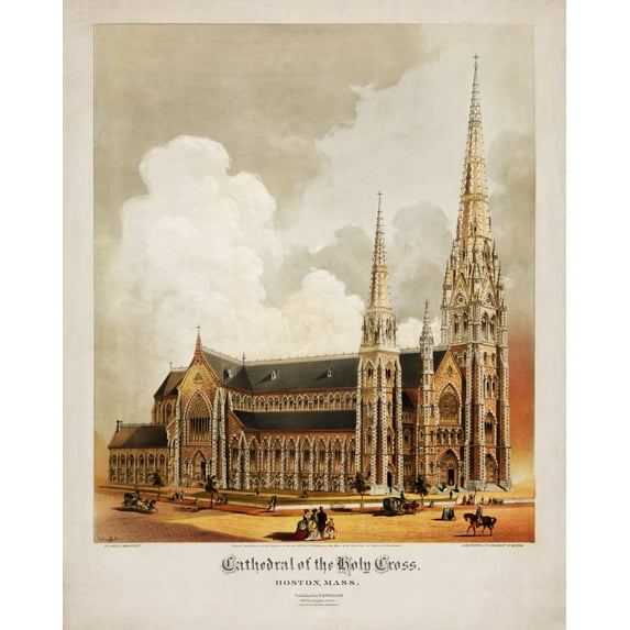 Print: Cathedral Of The Holy Cross, Boston, Massachusetts, circa 1871