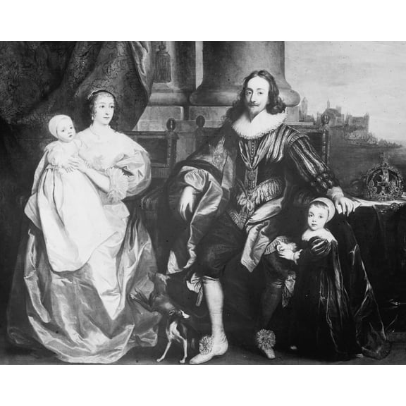 Print: Charles I and Henrietta Maria with Children